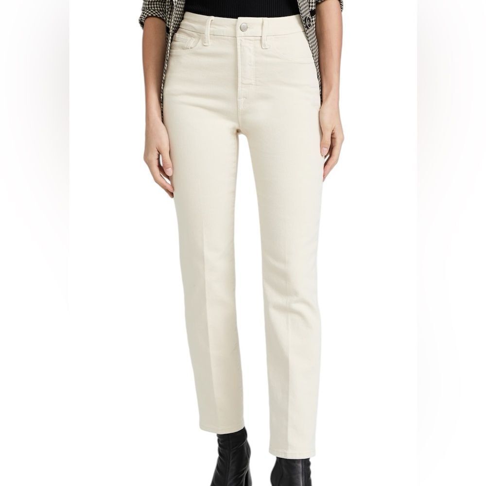 Good American Cream High-Waisted Faux Leather Straight Leg Pants New Size 10/30